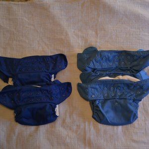 Set of 4 blue BumGenius Freetime cloth diapers